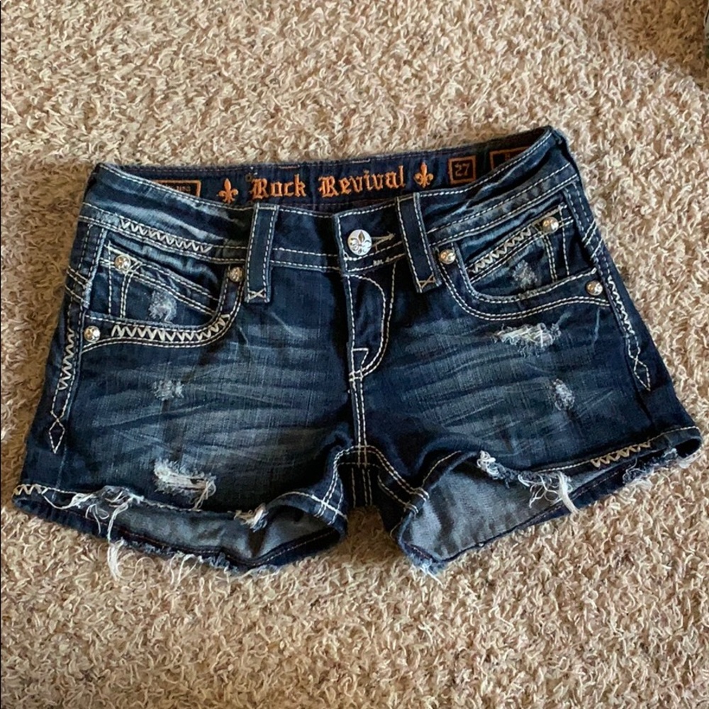 Rock Revival Becky Jeans Shorts 27 dark Thick stch